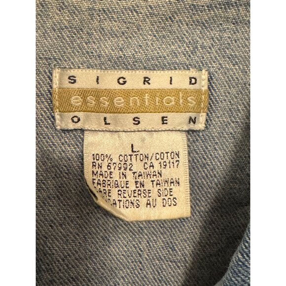 Sigrid Olsen Essentials Womens Denim Vest Size L Blue Sleeveless Button Front Ca - Picture 3 of 4